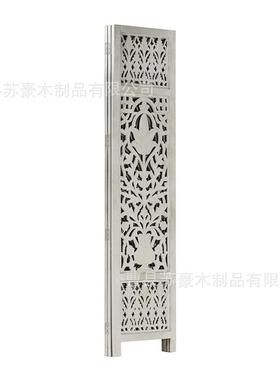 木质镂隔屏风断雕花客厅折叠移空动折屏现代风装KIV饰隔断屏风