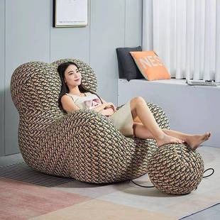 妈妈发怀抱布沙艺休闲单人沙发椅懒客423厅意式极简网设计师红阳