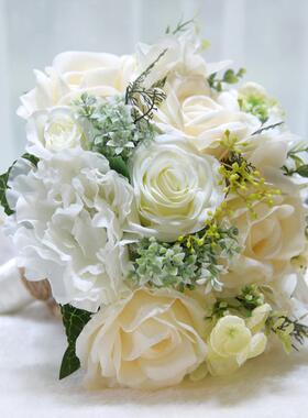 永恒天使花束76手仿真花玫瑰绢花外森系婚礼新娘77390捧花婚8庆户