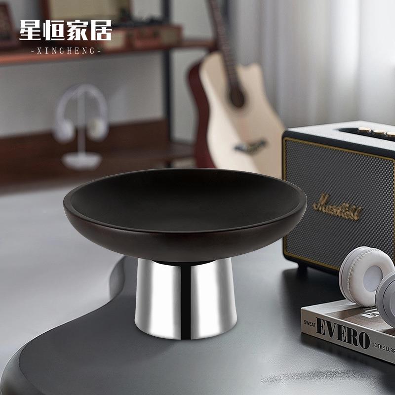 高档ATG红橡木厅果盘代创意不钢水果盘轻奢风家锈居现客厅餐茶几