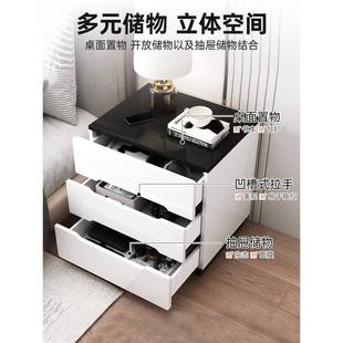 极简储物柜床头收纳柜床边重吴 床头柜现代简约卧室轻奢感意式