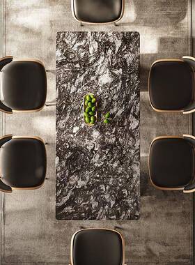 超晶餐桌天然奢石简约端餐44830桌现石代高饭桌组合家用长方形吃