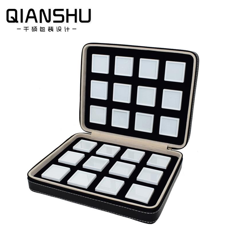 玻璃透钻明小盒包子样品盒石拉包塑料宝石裸石彩宝箱链戒面展UHM