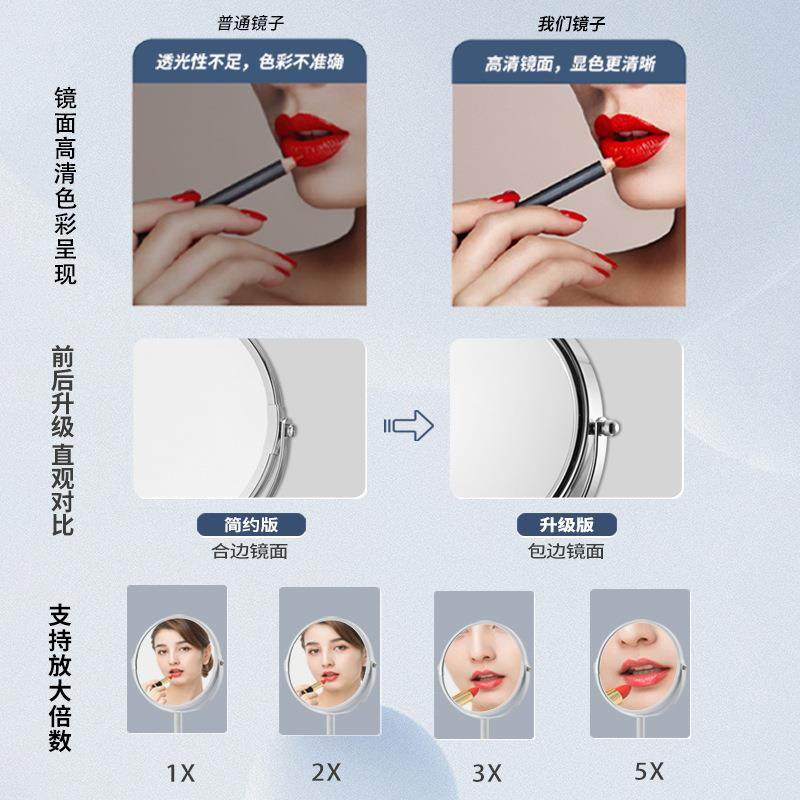 新品面桌可储存金属式镜台旋49566o转化妆镜梳妆镜log化妆台镜