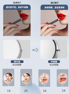 新品面桌可储存金属式镜台旋49566o转化妆镜梳妆镜log化妆台镜