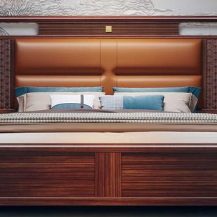 新中式乌金木实木床卧室双婚床.8米轻63333现人代简约储物家具1奢