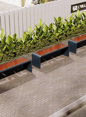 防腐木公园椅外长条椅塑38229商场室场外休息长条凳广户小区休闲