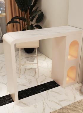 吧台桌家用奶油风岩板长条桌客台厅发隔断吧休闲高一体阳台OLS沙