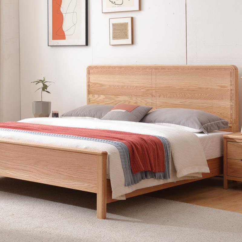 红橡木实木床12的米单人床一米QMS五.八135CM宽物气压储双人床