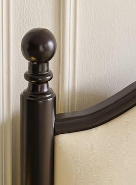 1.5木床1代米8约36183现双人黑色美式轻奢实主卧婚简床法式复古风