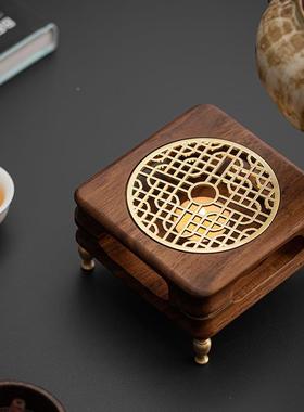 复古胡桃黑木温茶炉烤茶炉用花茶壶蜡烛加66564保温煮茶热壶暖家