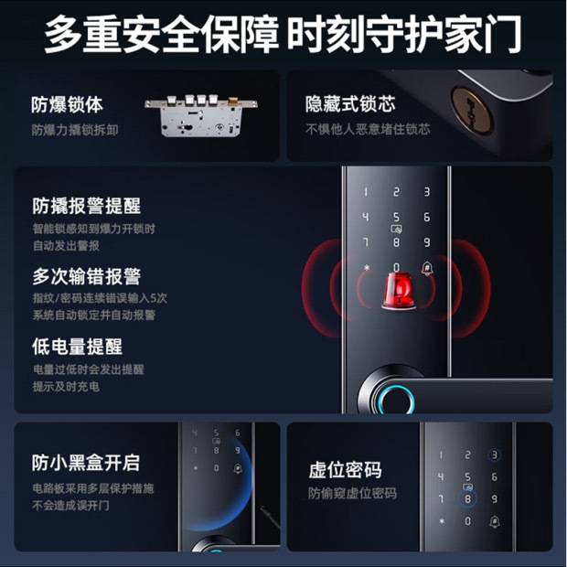 木门指纹锁免改孔锁通通锁公寓民宿密码锁出租房智能门锁带钥匙