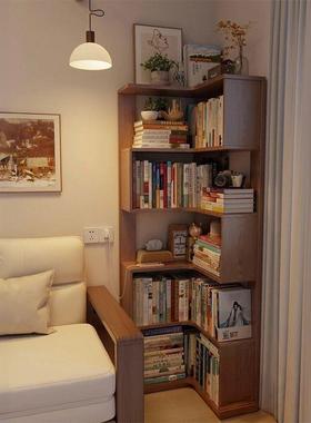 中古实木转角角书风架落置物架窄地柜客厅书柜储物柜一体ZTM靠墙