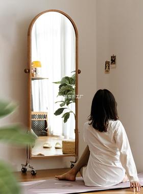 古风复动一体杂志子全身镜家用穿镜移地中书衣架置物可旋91444转