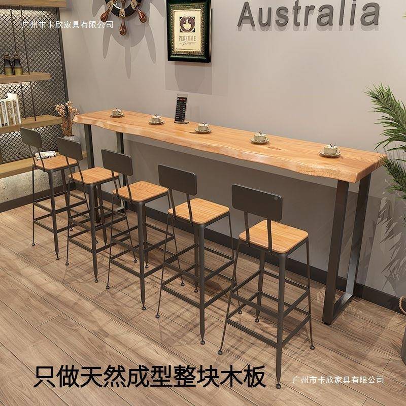 实木吧台桌子靠用长条ali-7473桌酒吧墙家高脚阳台闲桌休椅甜品店