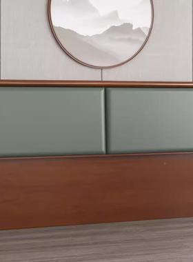 实床头板板软包新款买落地木一体床靠背轻简70508约现代新中式单