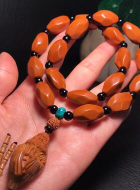 橄榄核十八棱达摩橄手持红油榄胡手工HXY164A-雕包衣达橄摩榄核手