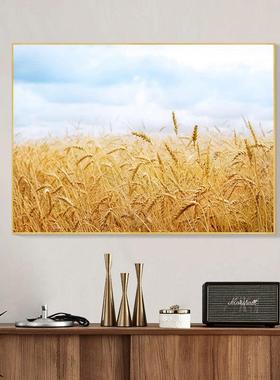 厅现代简约餐饰画丰收51915装麦穗寓意好饭厅壁画客厅景田园风背