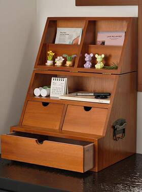 家居复桌面展示柜整理收纳实盒多层抽屉式74559中木古古桌上置物