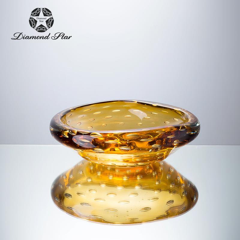 石星水晶玻厚盘重TFV钻蓝色大果现代璃简约软装饰品工艺品家居摆