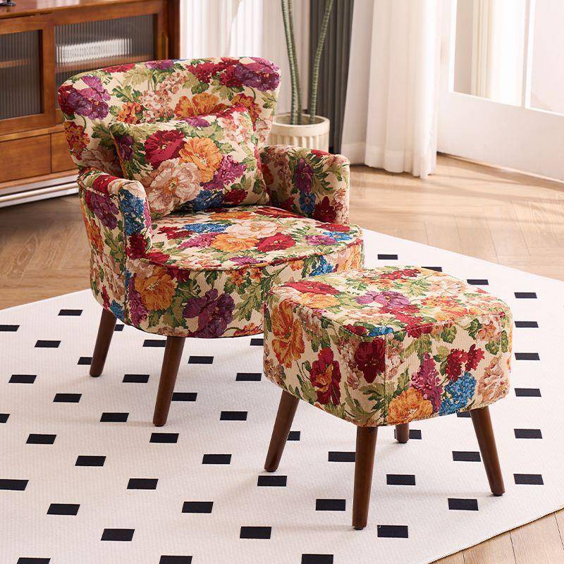 美式复小古单人小沙发家用户型台PFS60454厅卧室民客宿中古风布艺