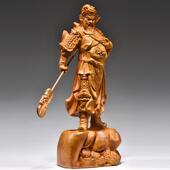 香樟像木关公神装 摆实木雕刻关二爷关帝圣君武财神tq 1279关羽落