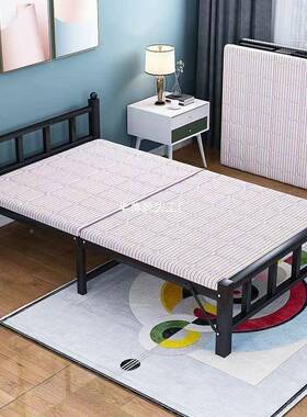折叠床休双单人MSK床1米小5家用简易实木床1.午2米办公室经济型人