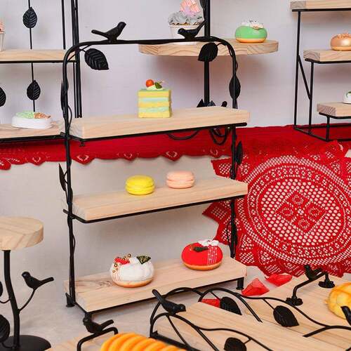 欧式质托架盘点心架面包架实木多蛋糕架子AL646167甜品木台展示婚