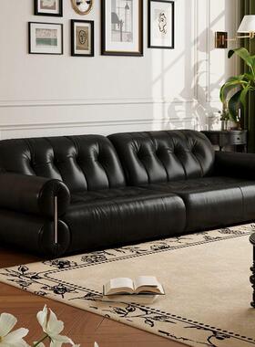复古风10882油蜡皮沙发小户型古客厅家公棕寓中风做旧色用直排法