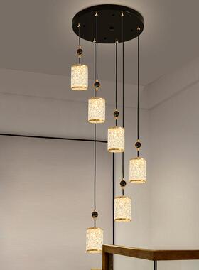 新厅中式楼梯吊灯lof公41365寓复式吊灯餐吊灯楼简约挑空客别墅吊