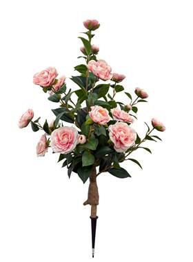 凯锦仿树装LKW绿真植红色山茶花地插树摆件室创内意桌面假花绿植