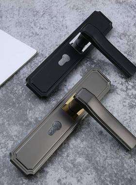 黑色型静音锌合金门锁室内门把手门家用通用卧ILP室房门木执手锁