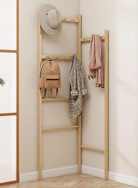 衣架落地卧室木家用角落衣帽架收纳实不占挂空间易转85222角简挂