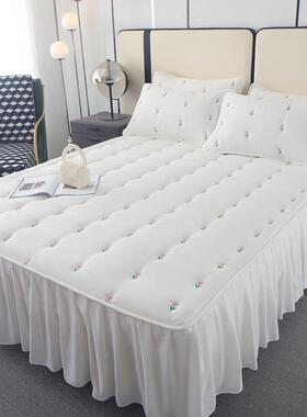 夹棉床档裙19149床笠二合一加席棉纯防色床罩单件梦思高床套床围