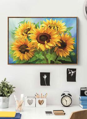 满钻钻石画横版220395d新款卧室字餐向厅简约日葵手工点钻十5绣20