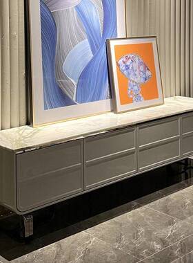 意式VRW轻奢柜电视宾利白地色落柜不锈钢烤床漆餐边柜头柜设计师