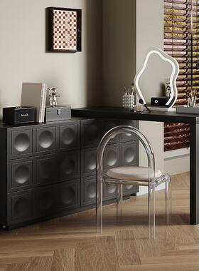 实木妆台黑色化桌妆斗一体小梳户型卧室简约现代床尾柜2025CLS新