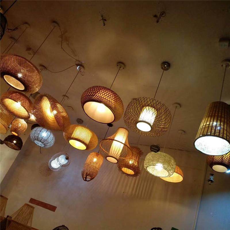 新中式手藤竹艺草帽灯个性饭YE471编店餐厅客厅阳台日式吊灯笼艺,家装灯饰光源,智能吊灯,淘宝优惠券,粉丝福利购,淘宝优惠卷