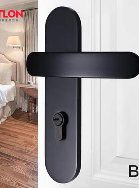 POB汇泰龙门门锁房室内卧现代简室约门锁铝木门黑色锁三件套装