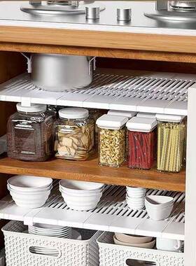 高伸度可缩柜分层隔板置物架宽纳可伸缩收架厨房宿舍F9MMSS柜衣子