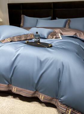 简约100四纯棉全棉长绒棉床全棉ORO件套全套套床单被上用品4