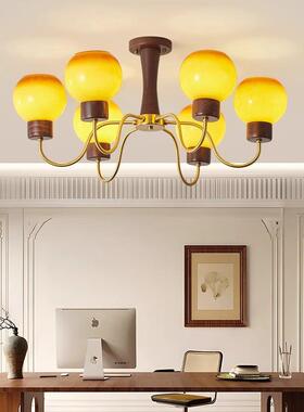 中木现古风客厅大灯胡桃卧室灯新中53387式房灯护眼简约代LED护眼