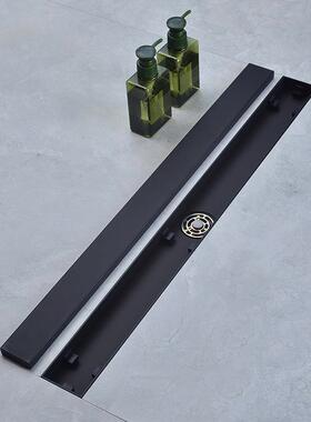 304D不下锈钢黑色防臭防堵水道长条形2卫生间家用隐藏83087式地漏