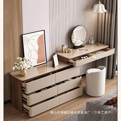ZMA妆实木意式极简梳妆台一收纳柜斗柜体卧室床缩尾伸化桌