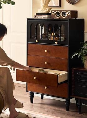 法式复古实木斗柜卧室小中储物收纳柜户型家古用77900边柜拼风色