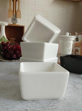 水板木托陶果4盘带盖纯白色甜品碗果零吃点心盘瓷拼盘