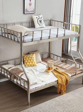 304不16579锈钢双层床高低上子母床下1铺铁架床架加厚高.8米大人