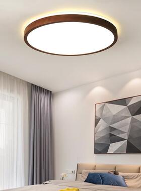 新中式简厅灯实木LED吸客顶卧室圆形客厅现代约81520灯黑胡桃木家