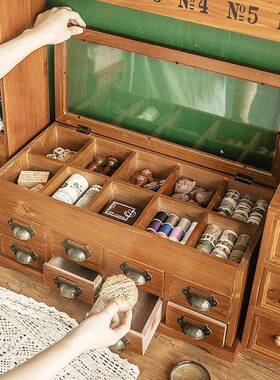 收账胶带针线用火漆印章桌面抽屉式纳储物盒手家多层玻璃AEL翻盖