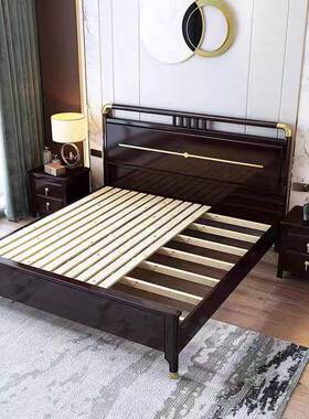 新式实木床卧1.8米双人1.5米轻奢储物YAX中国风大中小型户主大中